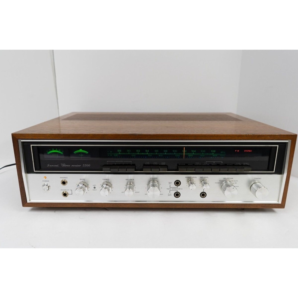 Sansui 5500 - AM/FM Stereo Receiver w/ 2 Phono Inputs w/ LED Upgrade - Sansui-Audio-Exchange