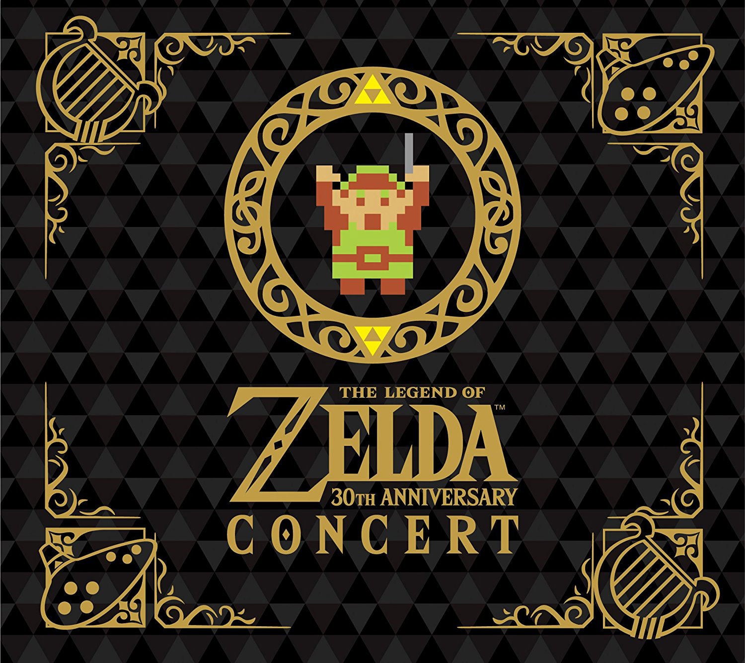 The Legend of Zelda 30th Anniversary Concert official Japanese 2CD cover with gold pixel-art Link emblem