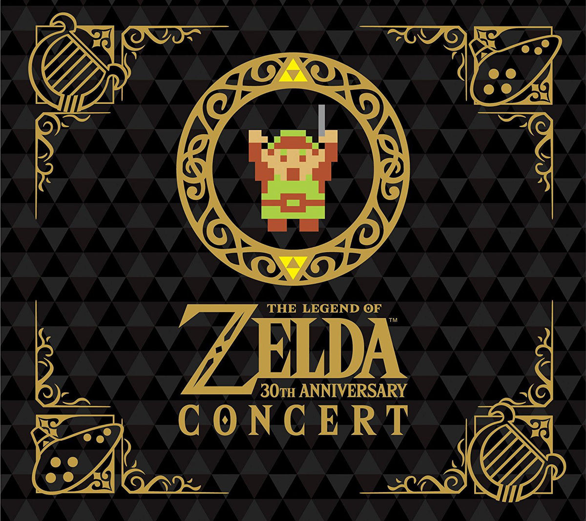 The Legend of Zelda 30th Anniversary Concert official Japanese 2CD cover with gold pixel-art Link emblem