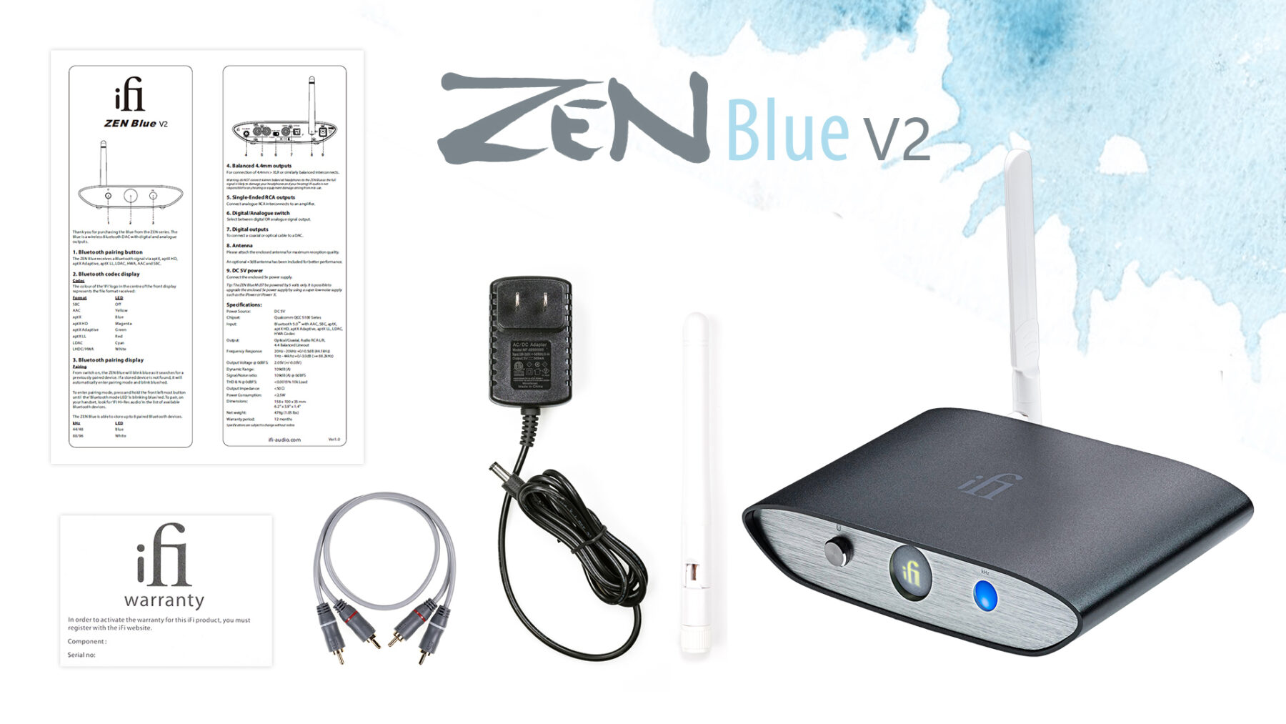 iFi Audio ZEN Blue V2 Desktop Hi-Res Bluetooth Receiver - Open Box