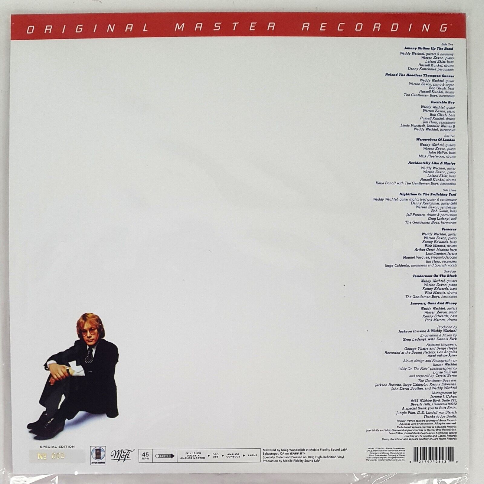 Warren Zevon ‎– Excitable Boy 2xLP– Original Master Recording (MoFi) Audiophile