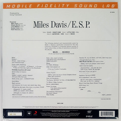 Miles Davis ‎– E.S.P.– Mobile Fidelity (MoFi) -180g 2xLP 45RPM SEALED – OOP