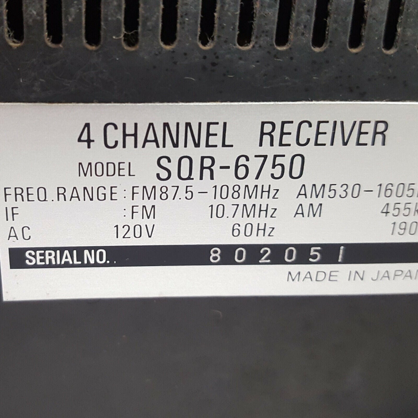 Sony SQR-6750 4-Channel Quad Receiver
